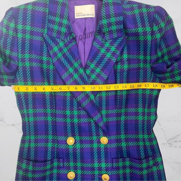 Dana Buchman Vintage 100% Wool 80's Colorful Plaid Suit Jacket Blazer Size 6 - Picture 3 of 9